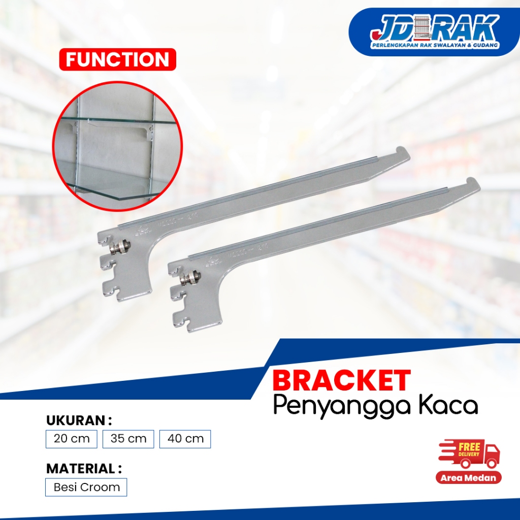 Bracket Penyangga Rak Kaca Daun Bracket Ambalan Rak Kaca Siku Kaca