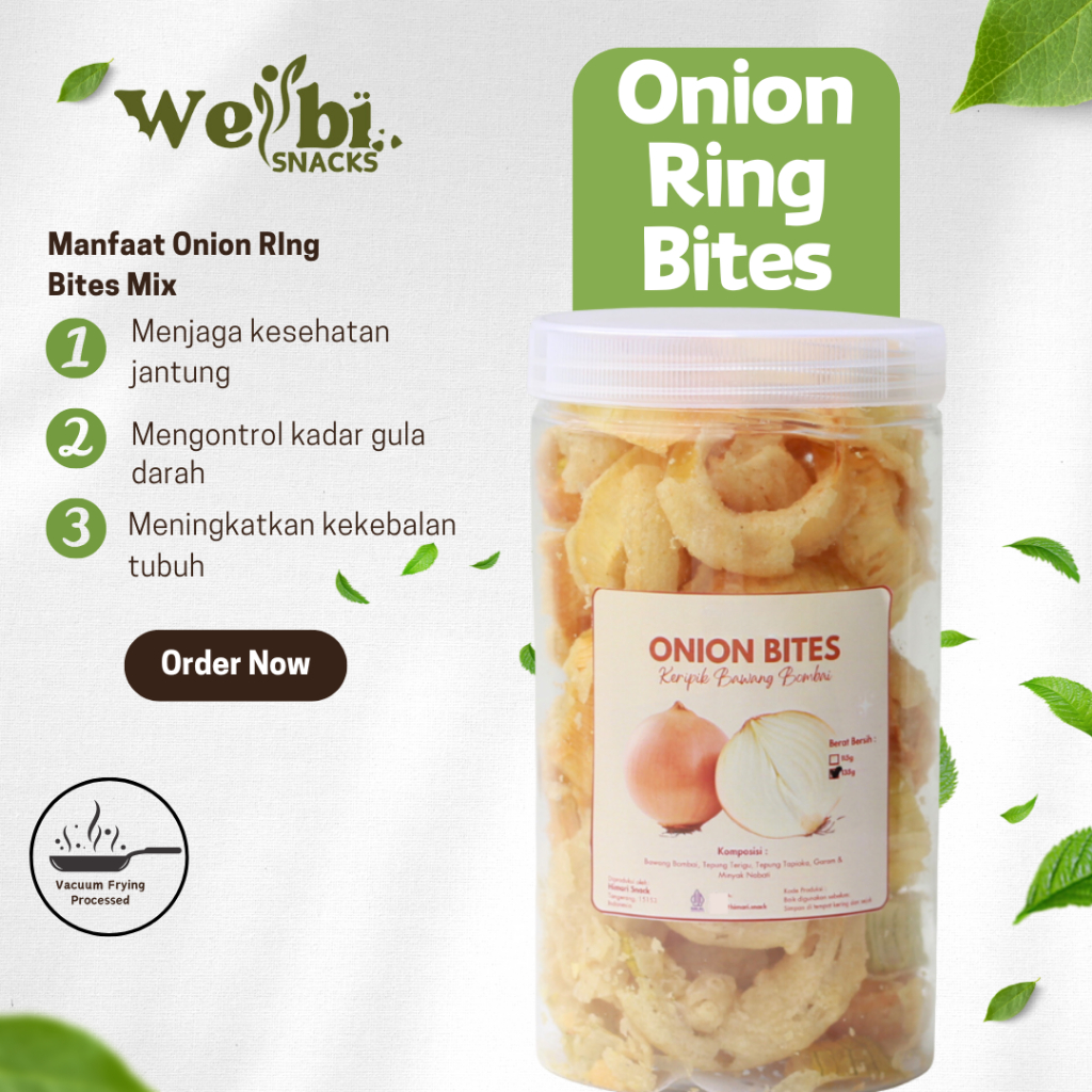 

Wellbi Snack Keripik Bawang Bombai Dilumuri Tepung Halal - Onion Rings Bites