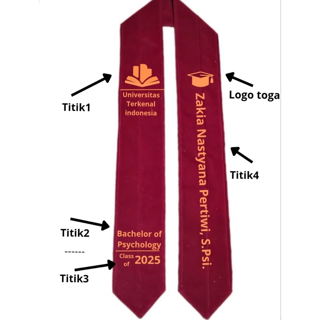 selempang wisuda leher/ kalung 2 logo