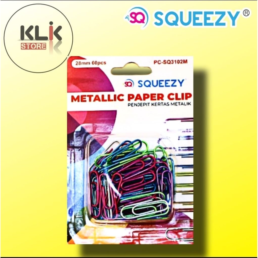 

Paper Clip Metalik Warna Warni Squeezy Paperclip / Penjepit Kertas