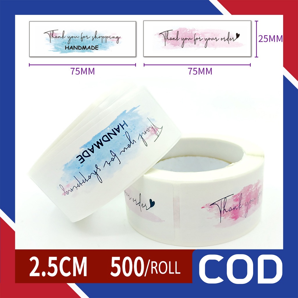 

AJ - Sticker Thank You For Your Order Sticker Terimakasih 125pcs/roll Sticker Model Panjang