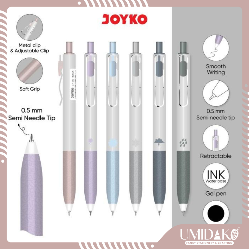

[UMIDAKO] PULPEN BOLPEN GEL PEN JOYKO JUMBO REFILL 0.5MM WARNA TINTA HITAM MERK JOYKO GP-415