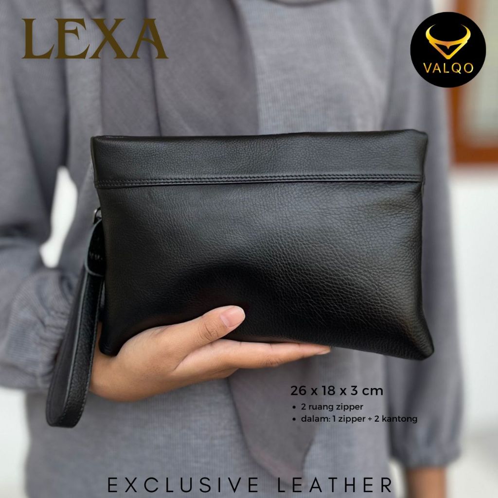 HOT VALQO LEXA Clutch kulit Sapi Motif Batik Pouch Kulit Handbag Wanita Pria Tas Tangan