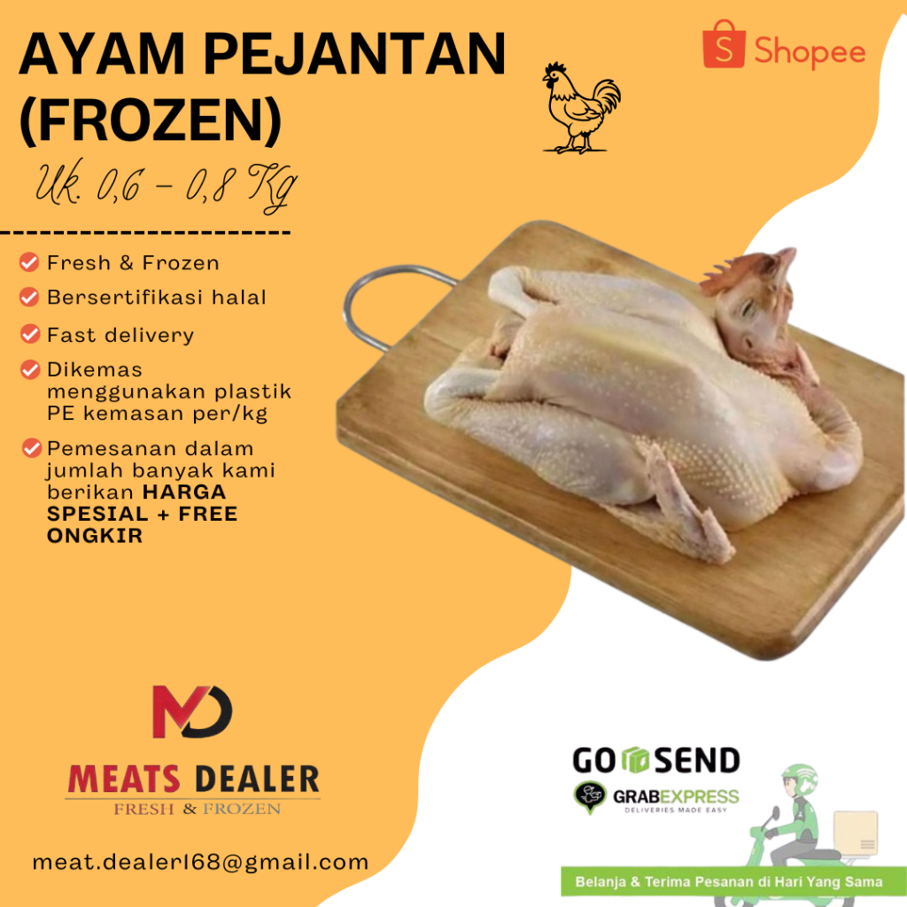 

Ayam Pejantan Ukuran 0,6 - 0,8 Kg ( Frozen )