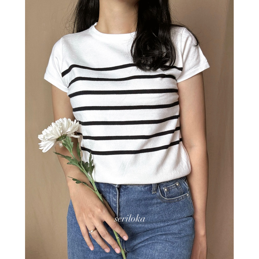 SERILOKA Sora Top | atasan wanita | top | top knit | knit | kaos basic | kaos garis-garis wanita