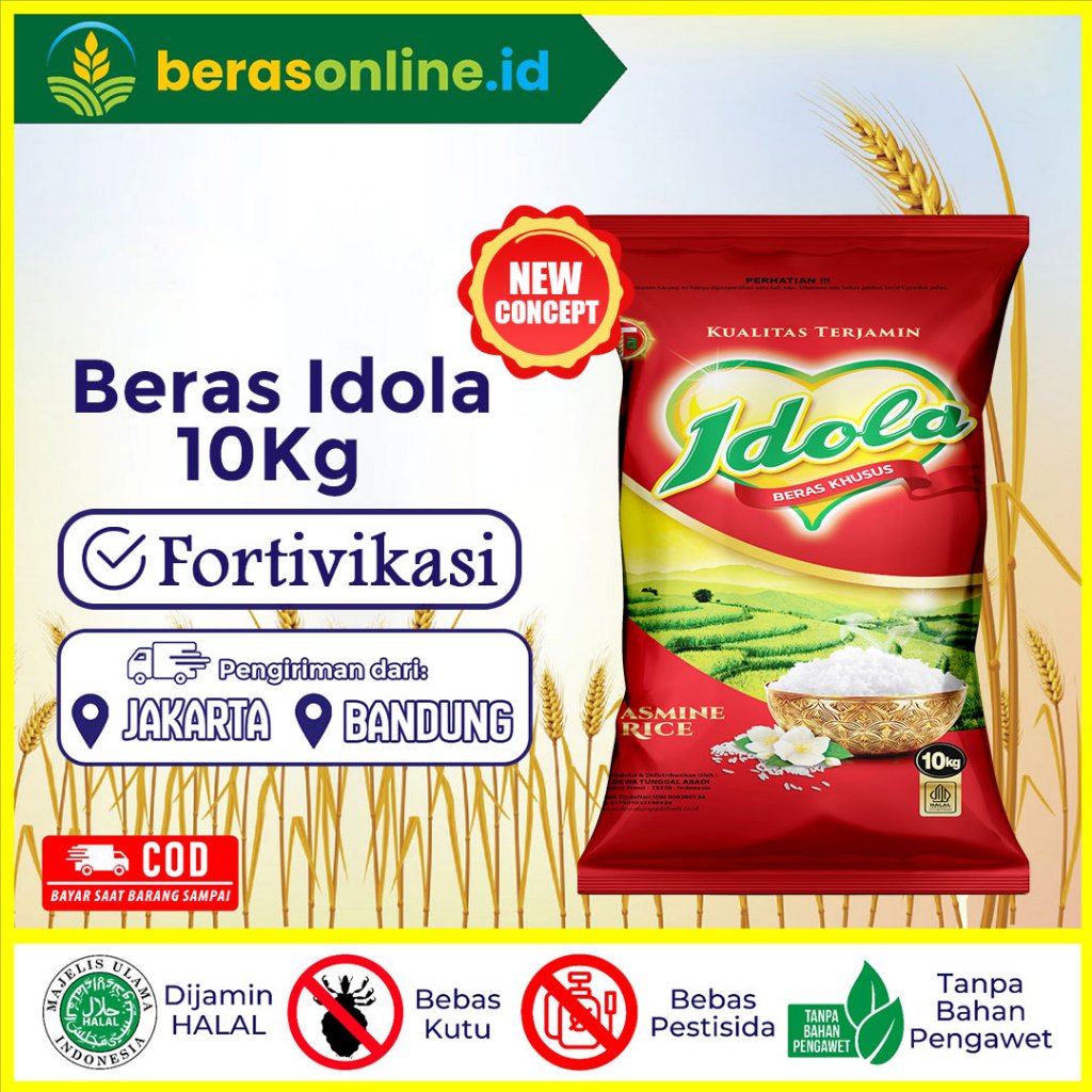 

Beras Online - Beras 10kg Idola Pulen Wangi Beras Fortivikasi