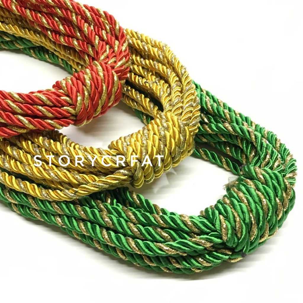 

PER 1 YARD - 5MM / TALI TAMPAR / TALI KUR TAMBANG/ TALI TAMPAR LIS GOLD / TALI TAMPAR GLITER GOLD