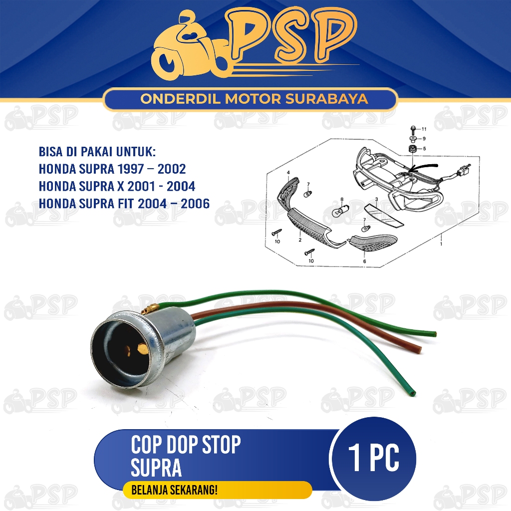 Cop Dop Stop Supra - Fitting Cop Bohlam Lampu Belakang Dop Stop Honda Supra X Supra Fit