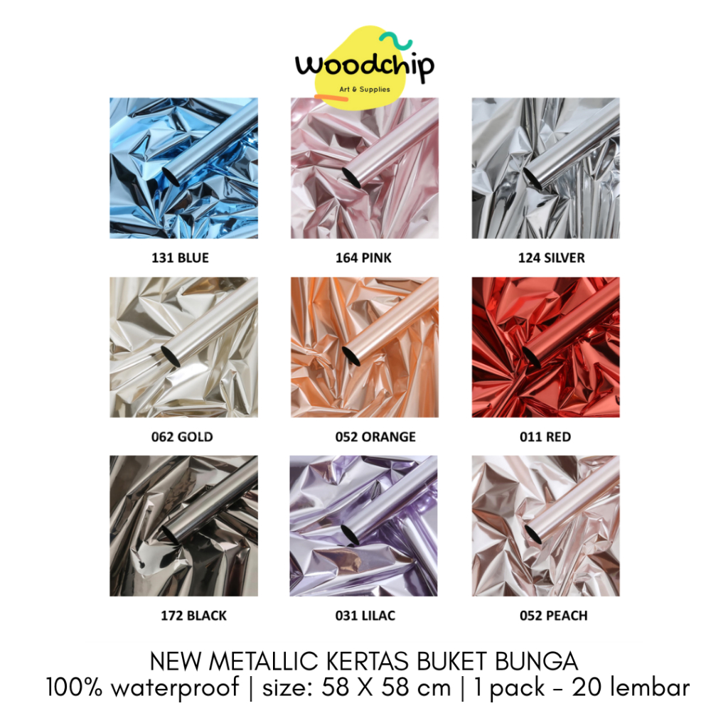 

[LEMBAR] NEW METALLIC CELLOPHANE | KERTAS BUKET BUNGA - KERTAS KADO - WRAPPING PAPER - SAMPUL BUKU