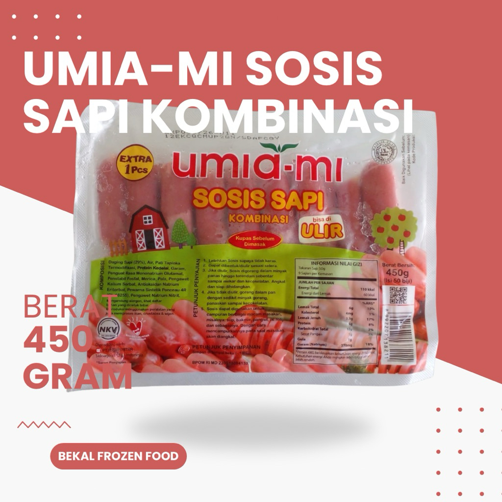 

Umiami Sosis Sapi Ulir Cocktail 450gr isi 50
