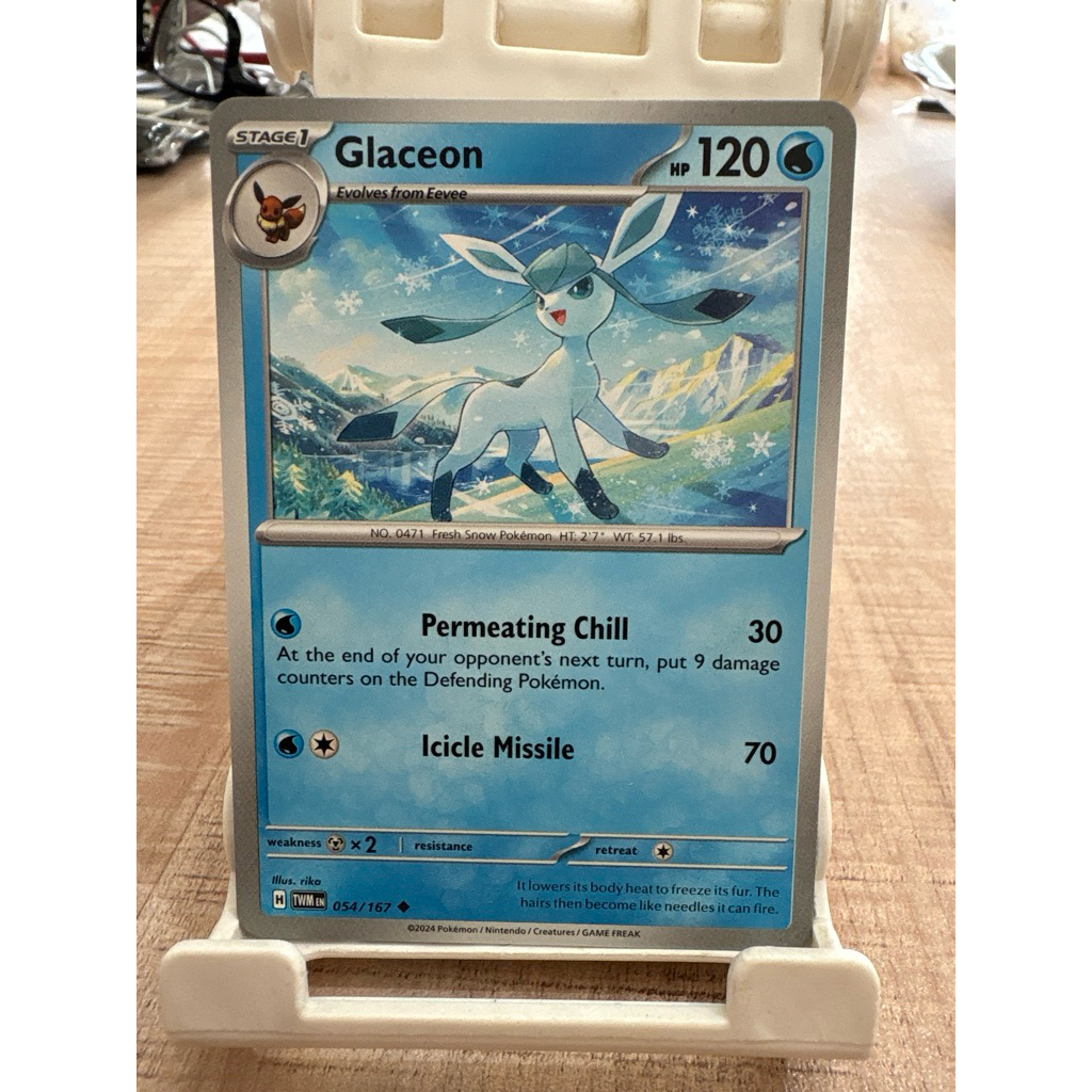 kartu pokemon original common glaceon twim 054/167