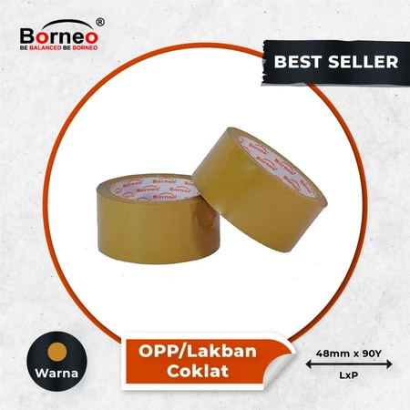 

1 SLOP Lakban Borneo / Isolasi Opp Borneo Coklat Bening 2 inch / 48 mm x 90 yard