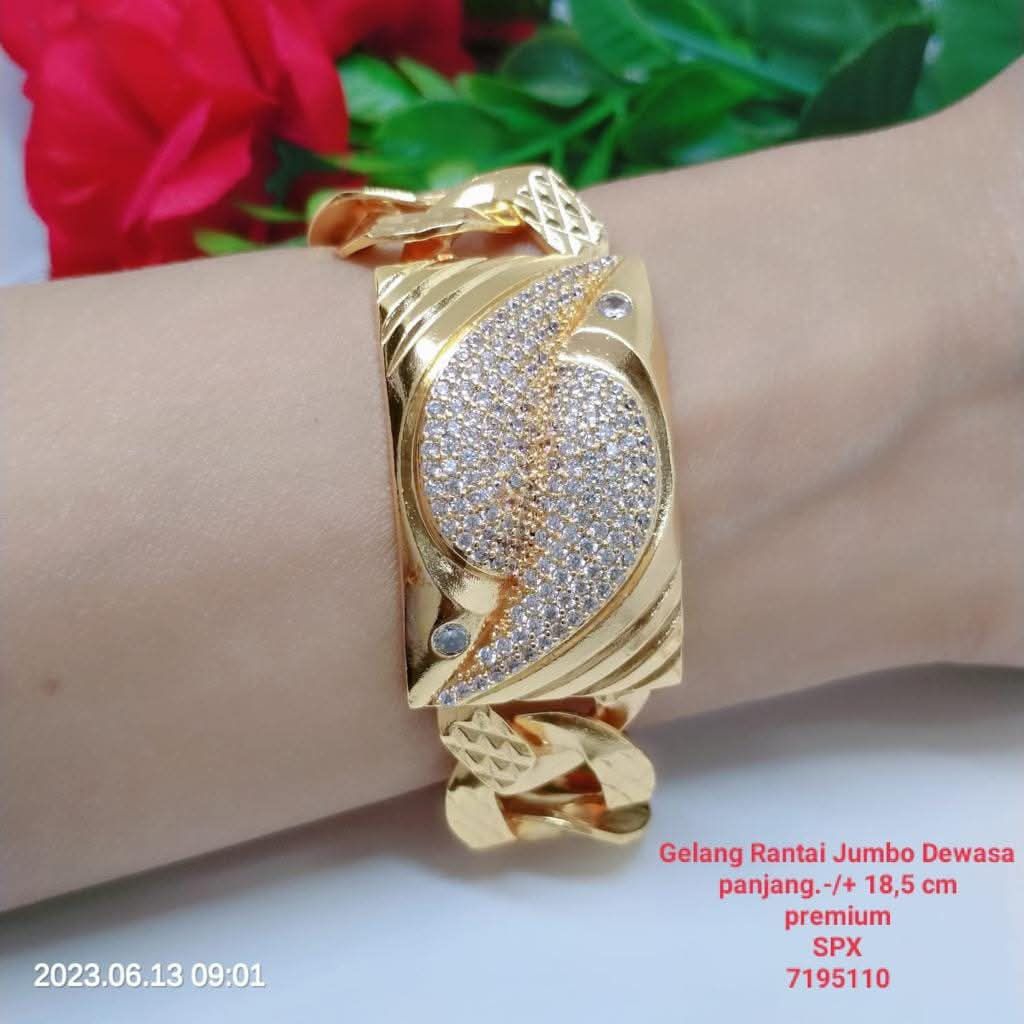 Gelang jumbo Lapis emas titanium premium Terbaru