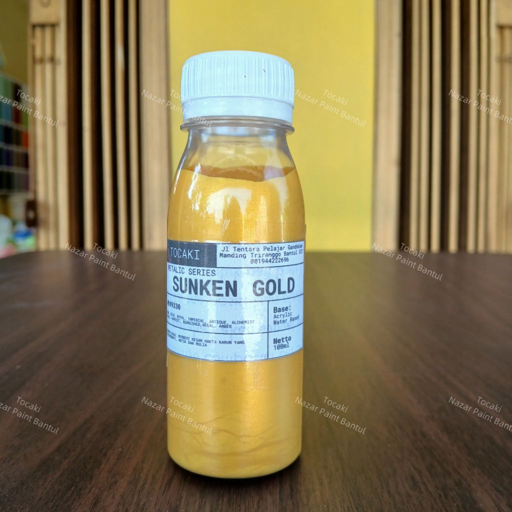 

Eksklusif!!! Cat akrilik warna emas, cat akrilik gold, cat akrilik emas kemasan botol 100 gram