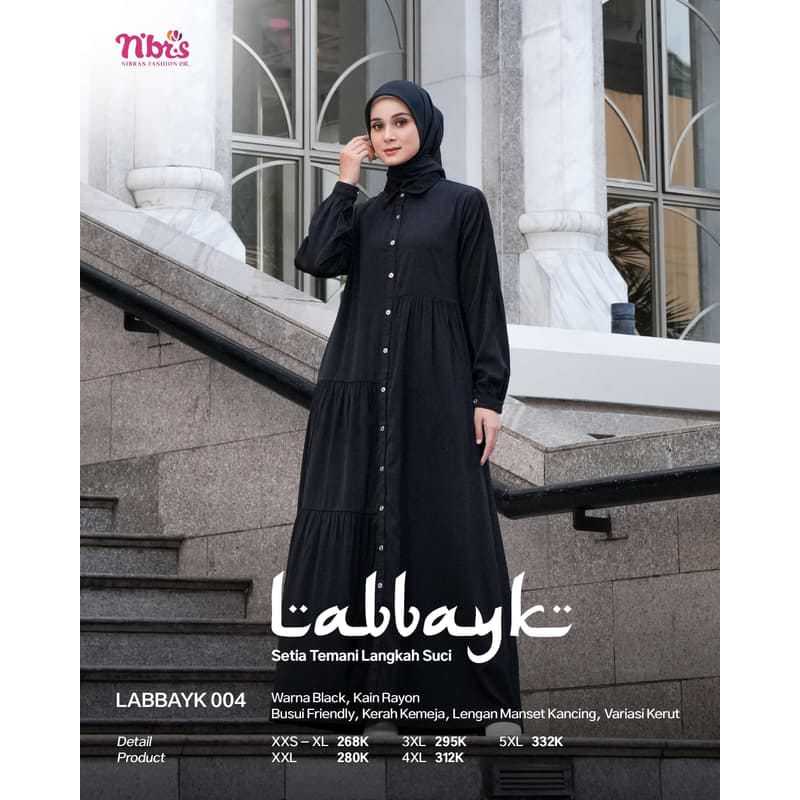 Gamis Terbaru Nibras Kode Labbayk 004/ Gamis Hitam Putih/Muslimah Wanita