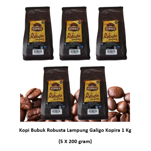 

Kopi Bubuk Robusta Lampung Kopira 1 Kg (5 X 200 gr)