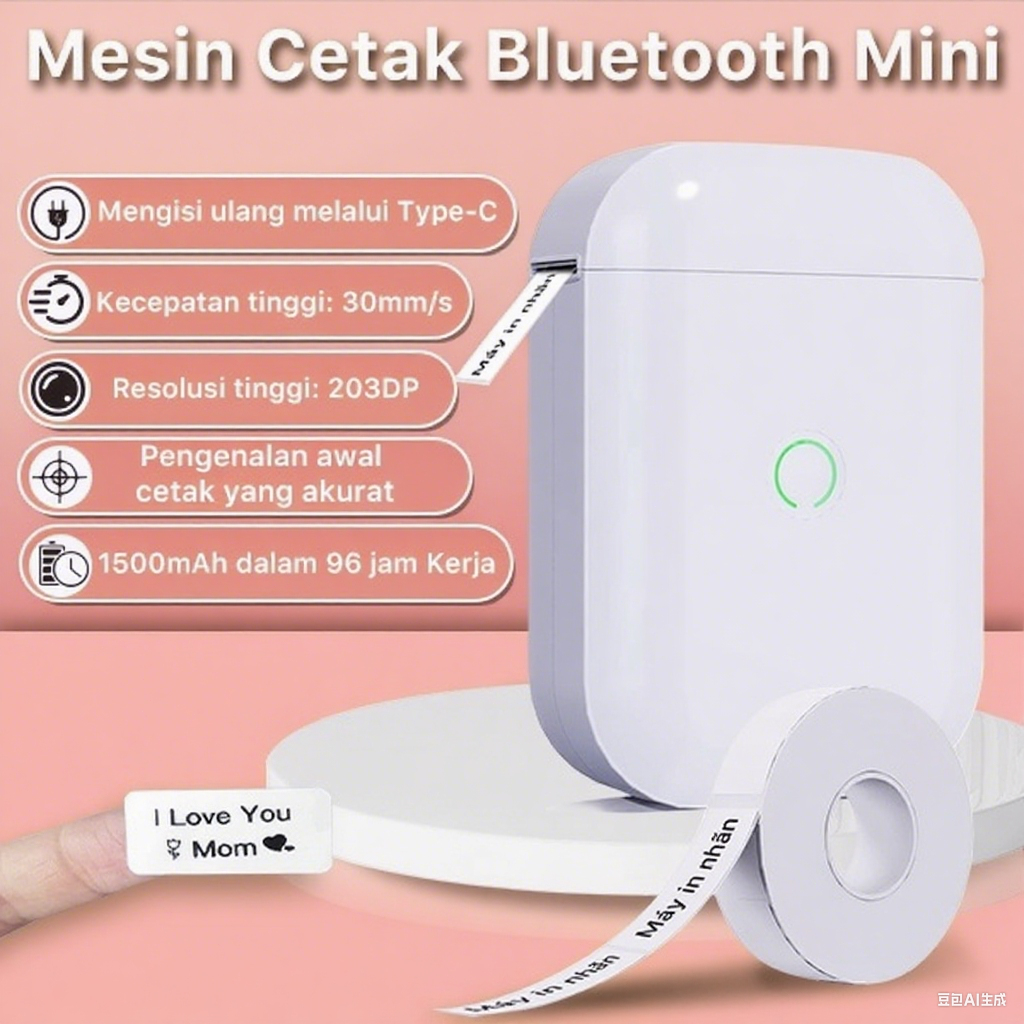 

D11 Mini Pencetak Label Pintar Portabel dengan Bluetooth Thermal Label Printer