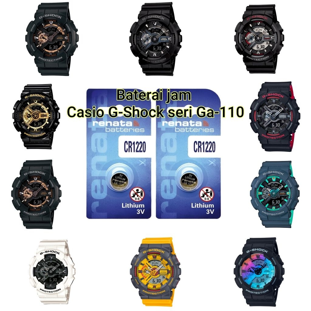 Jual Baterai Jam Tangan Casio G-Shock seri ga-110 Baterai renata CR1220 original garansi 2tahun batr