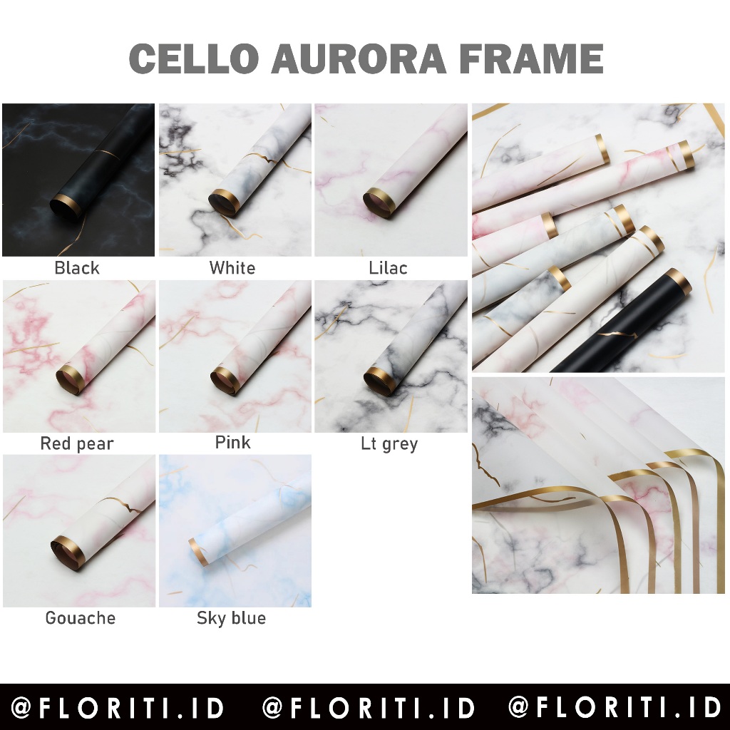 

(20 Lembar) Cellophane Aurora Frame/Kertas Buket Motif Aurora Flower Wrapping