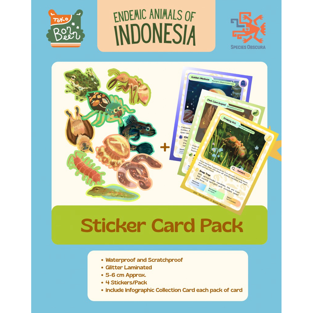 

[Toko Bonbeen X Species Obscura] Sticker Card Pack sticker hewan endemik indonesia