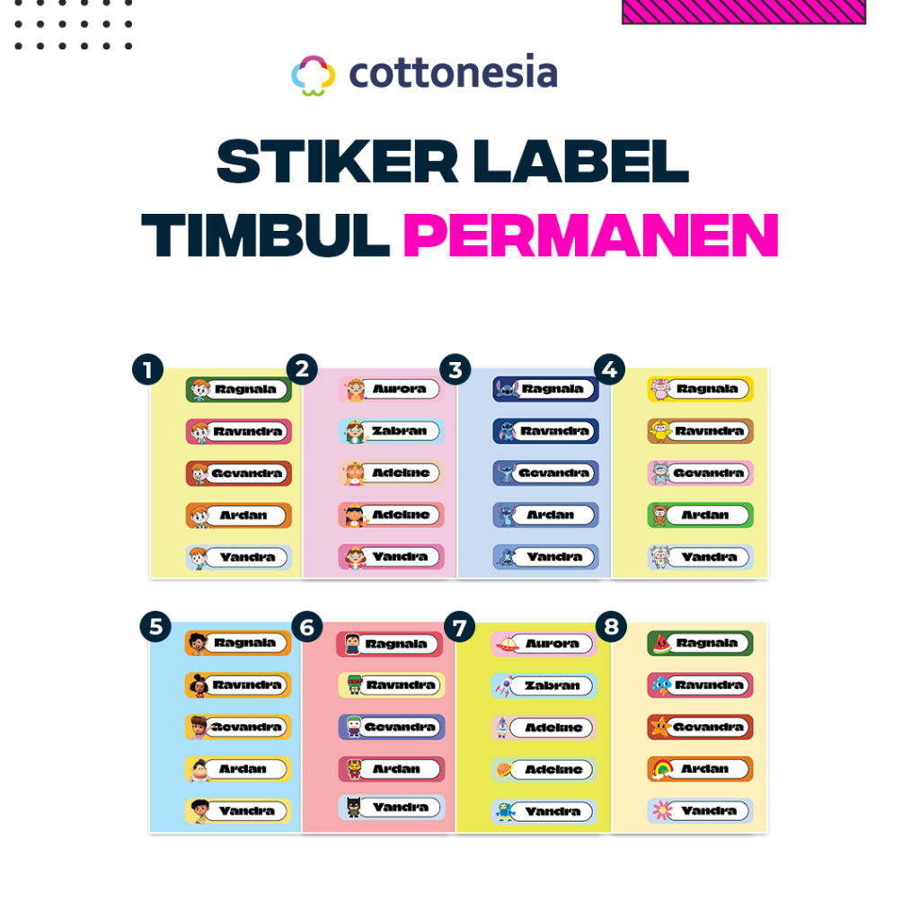 

Ay00! Sticker Label Timbul Permanen Anti Air Waterprof Nama Anak I Custom Stiker Timbul Permanen