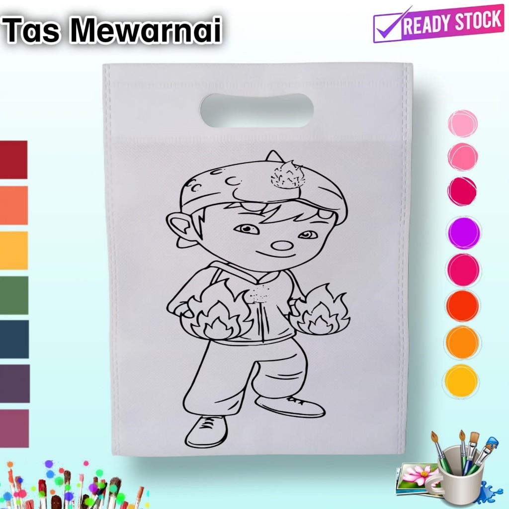 

{ Harga Par PCS }Tas Lukis Spunbond model Oval Ukuran 30x40 Tas Mewarnai Anak