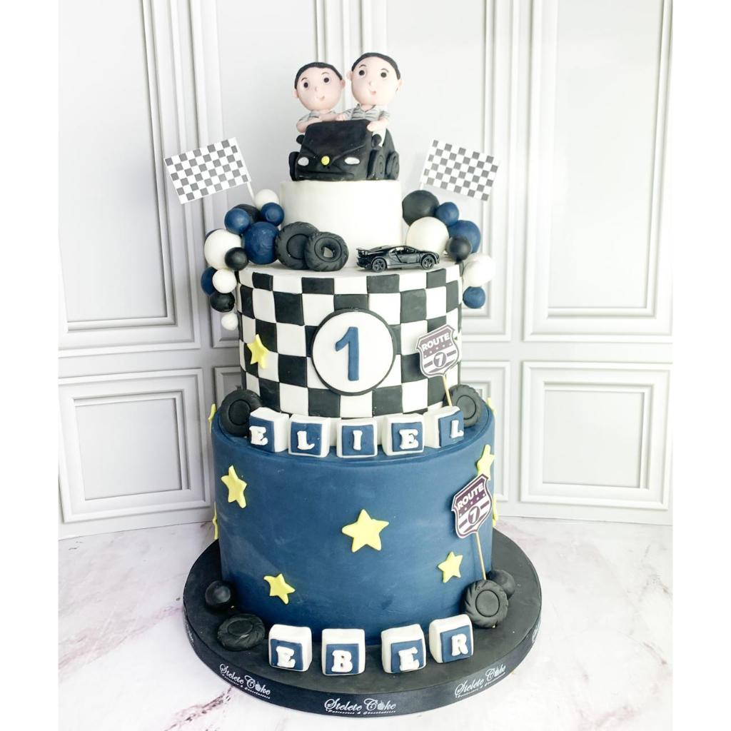 

Kue Ulang Tahun/Birthday Cake/Kue Ultah Tema 2 Tingkat/Kue Anak Laki Laki/Kue Ulang Tahun Tema Mobil