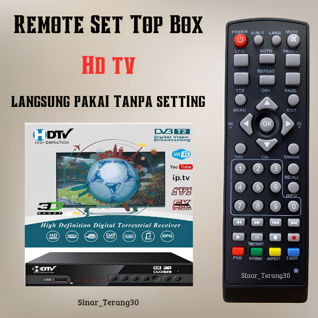 Remot Remote Stb HDTV DVB T2 Langsung Pakai Tanpa Setting