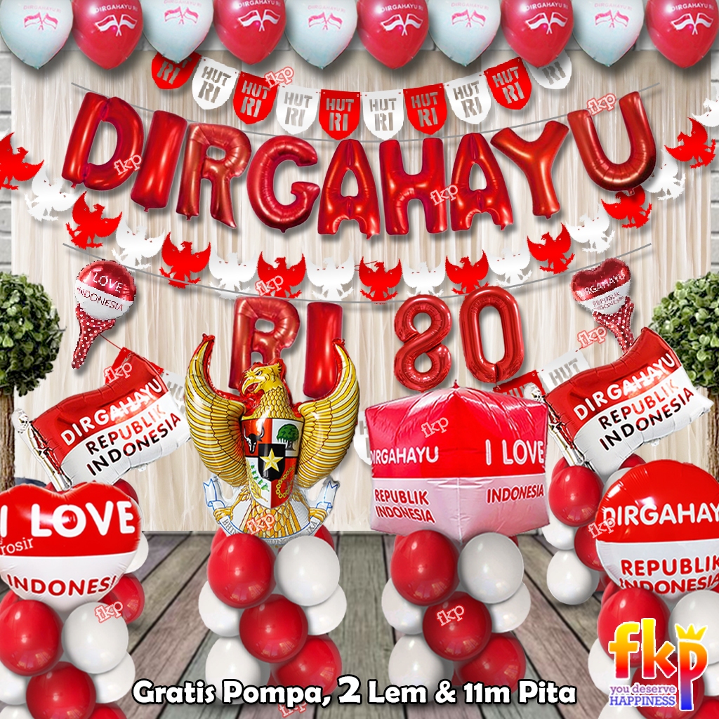opinkrandam - fun kids party paket dekorasi stand dirgahayu lengkap hiasan gapura hut ri merah putih