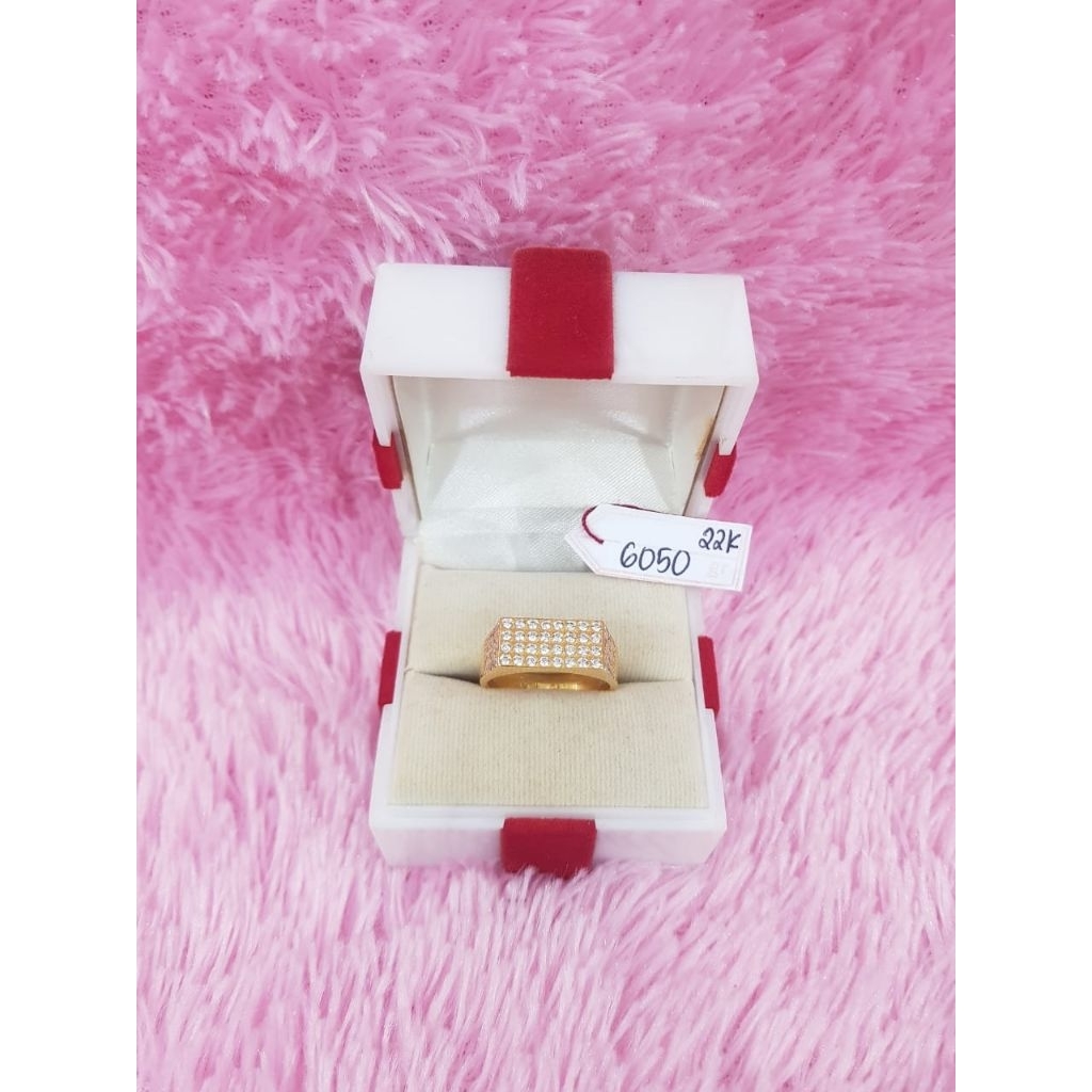 CP870F159F Cincin model persegi permata full emas kuning asli berat 6.050 no.16 d.1,8 kadar 22K