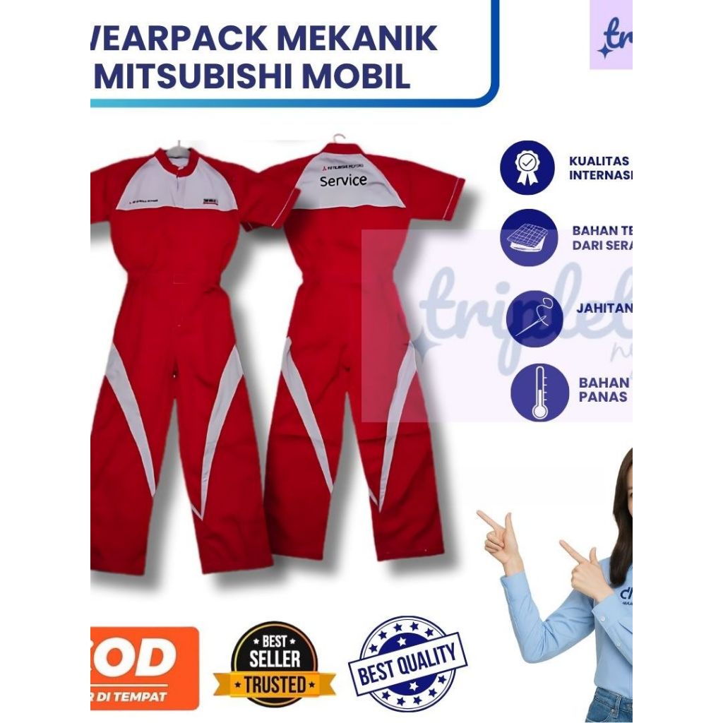 Wearpack Mitsubishi | Seragam Mitsubishi Ori | Seragam Bengkel| Seragam Kerja Pria | Seragam Mekanik
