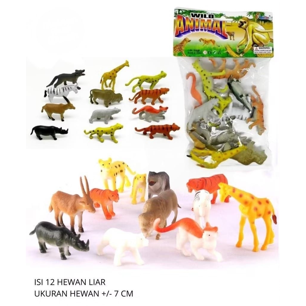 KIDZMANIA - WILD ANIMAL FIGURE TOY MINIATUR HEWAN LIAR 12 PCS (A586)