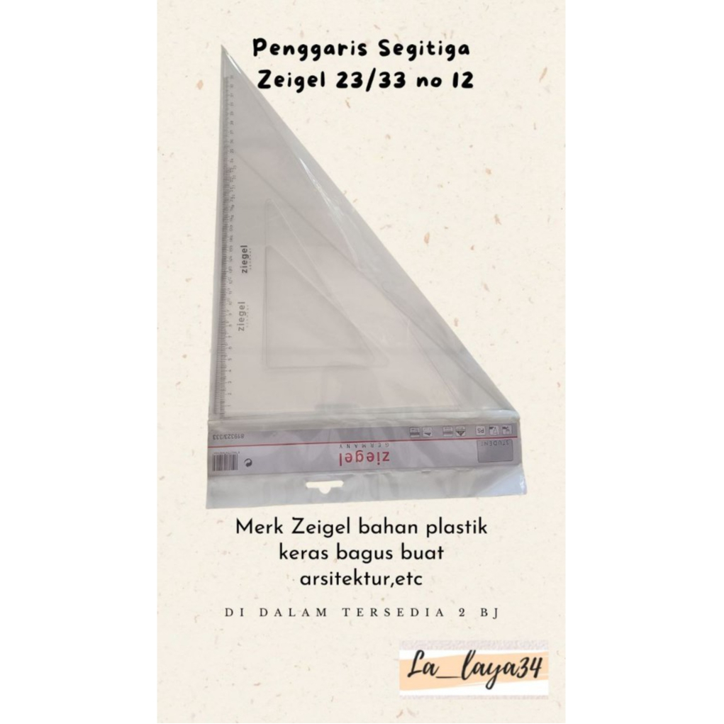 

Segitiga Triangle Ziegel 23/33 no 12/ Sepasang garisan segitiga Ziegel