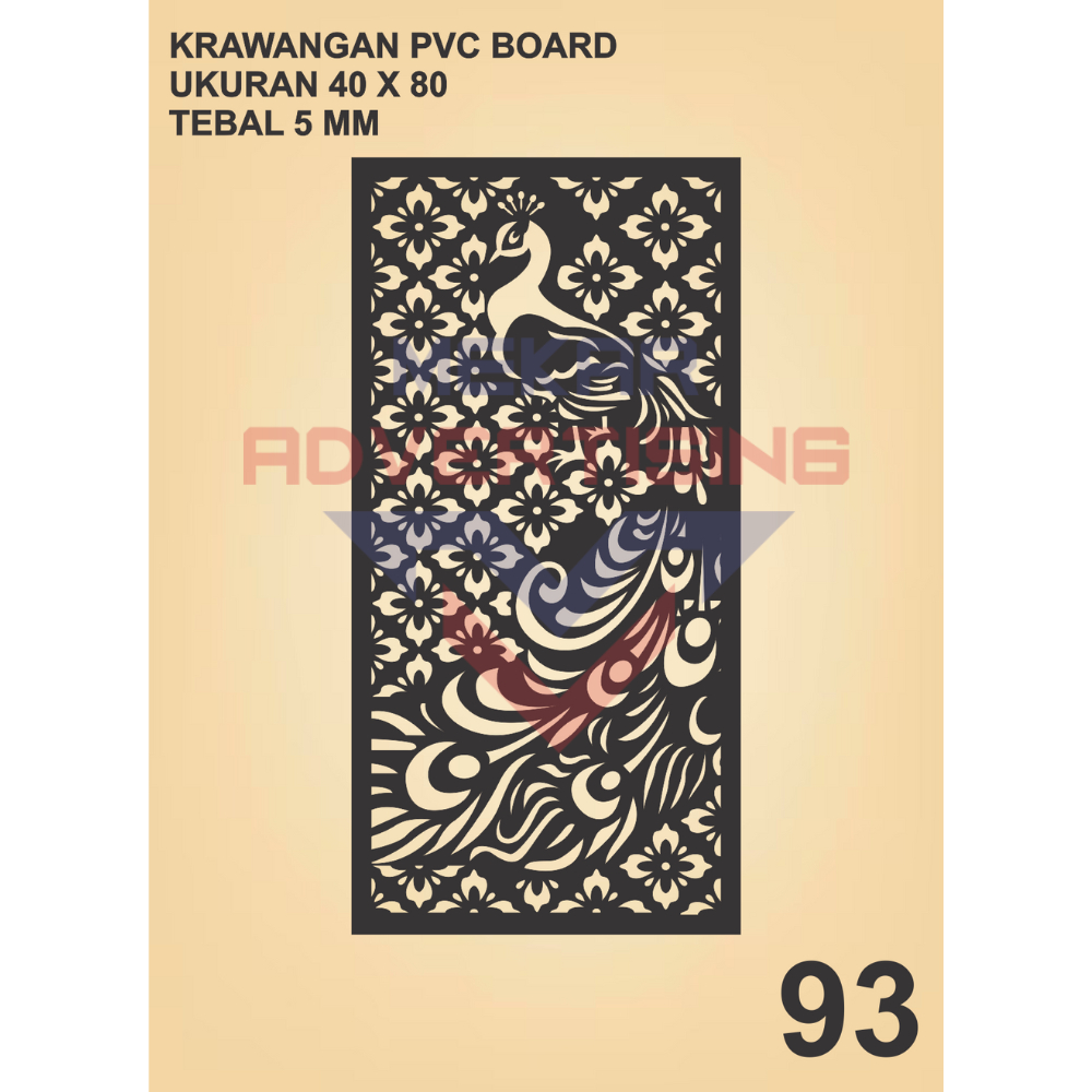 KRAWANGAN PVC BOARD HITAM  / ORNAMEN PVC FOAM BOARD HITAM TEBAL 5MM MODEL 93 UKURAN 40X80
