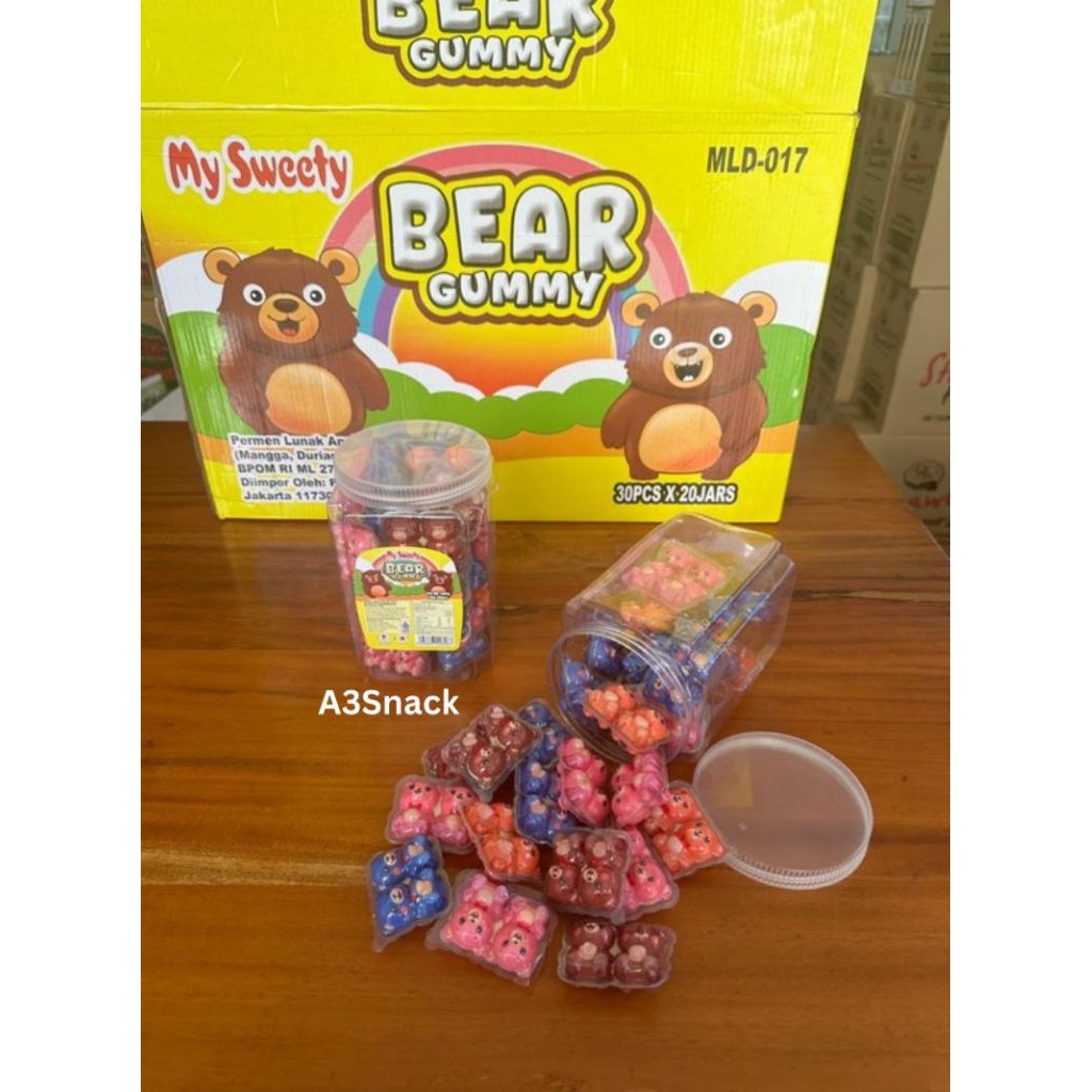 

Permen lunak BEAR gummy rasa buah 1 toples isi 30 pcs