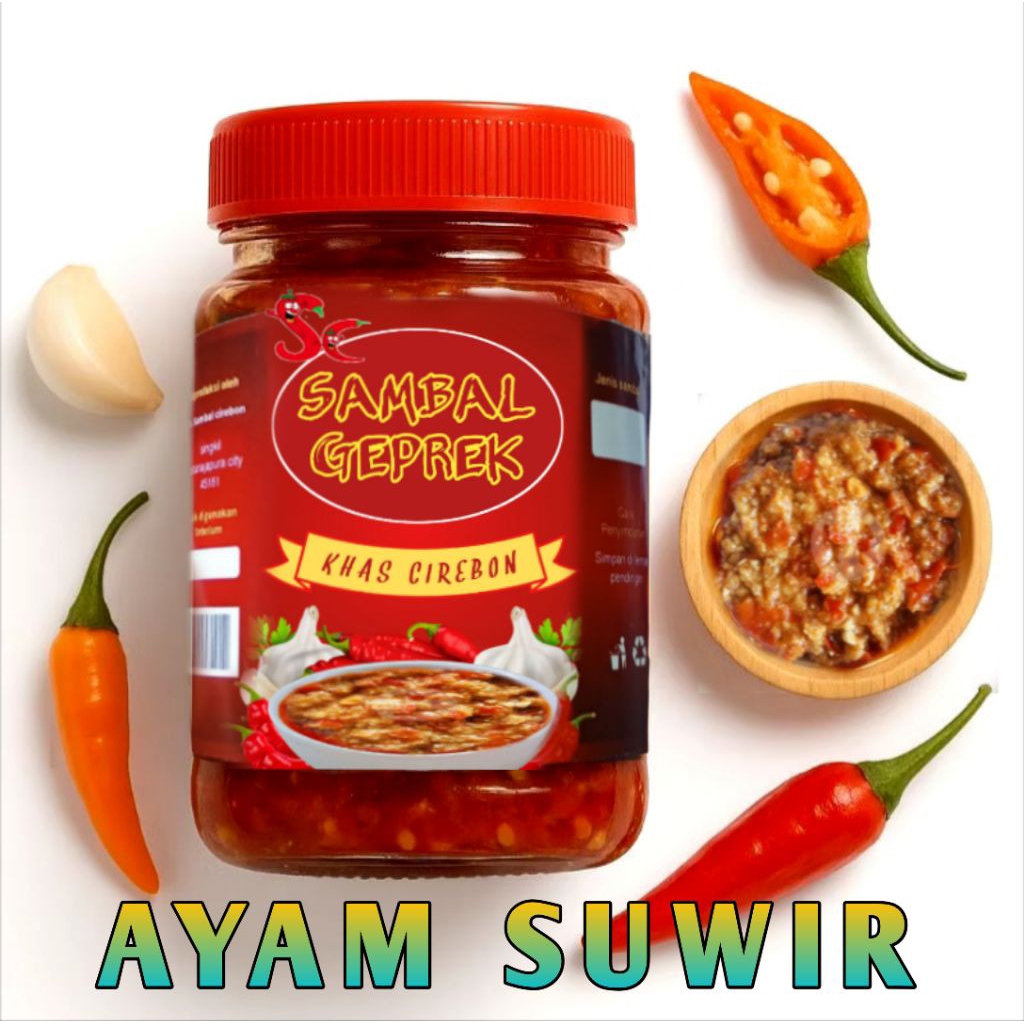 

SAMBAL GEPREK AYAM SUWIR kacang pedas gurih yang diolah dengan resep tradisional. Perpaduan cabai segar, kacang tanah sangrai, dan bumbu pilihan menciptakan rasa unik yang bikin nagih.