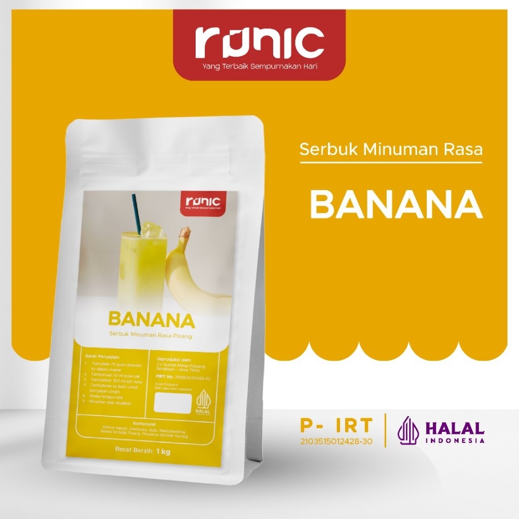 

BANANA Bubuk Minuman RUNIC 1kg - Powder Drink I Rasa Premium