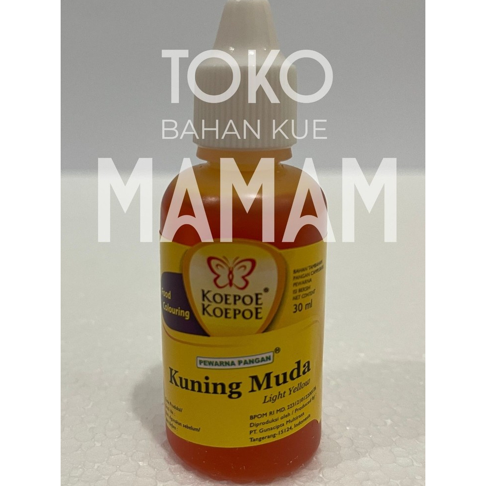 

Pewarna Kuning Muda Koepoe-Koepoe 30ml – Pewarna Makanan Cair Halal untuk Kue, Pudding & Minuman