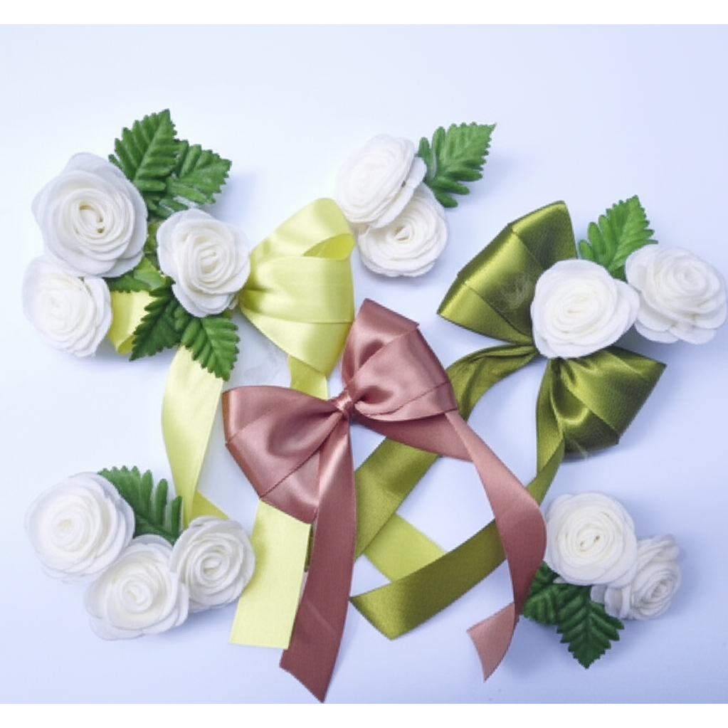 

Pita Hias Satin Siap Pakai Ukuran 10x18 Cm / Pita Jadi Tempel Souvernir / Pita Layer 3