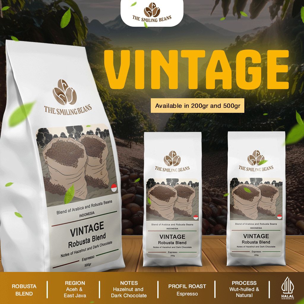 

VINTAGE | THE SMILING BEANS | ROBUSTA BLEND | ROASTED BEANS - BIJI KOPI