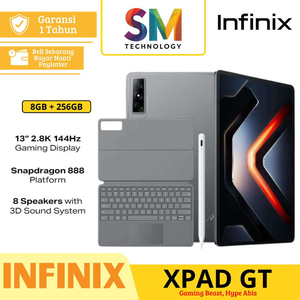 Infinix XPAD GT 8/256GB - Qualcomm Snapdragon 888 - 13" 144Hz - 10000 mAh - 8 Speakers Wifi Only