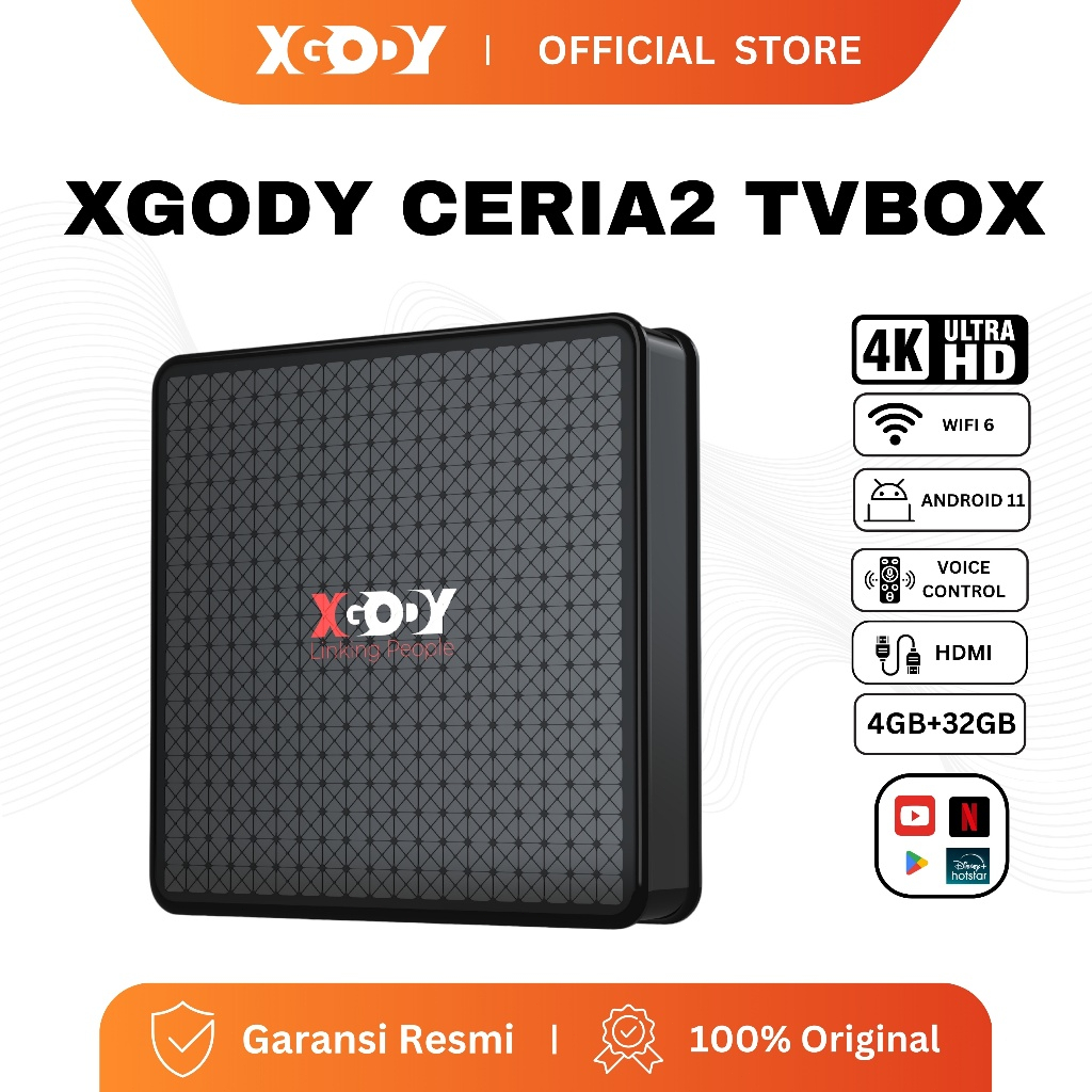Homeyvibes Xgody Ceria 2 Google Tv - Voice Note - Android Tv Box - Youtube - - Wifi - 4+32Gb -