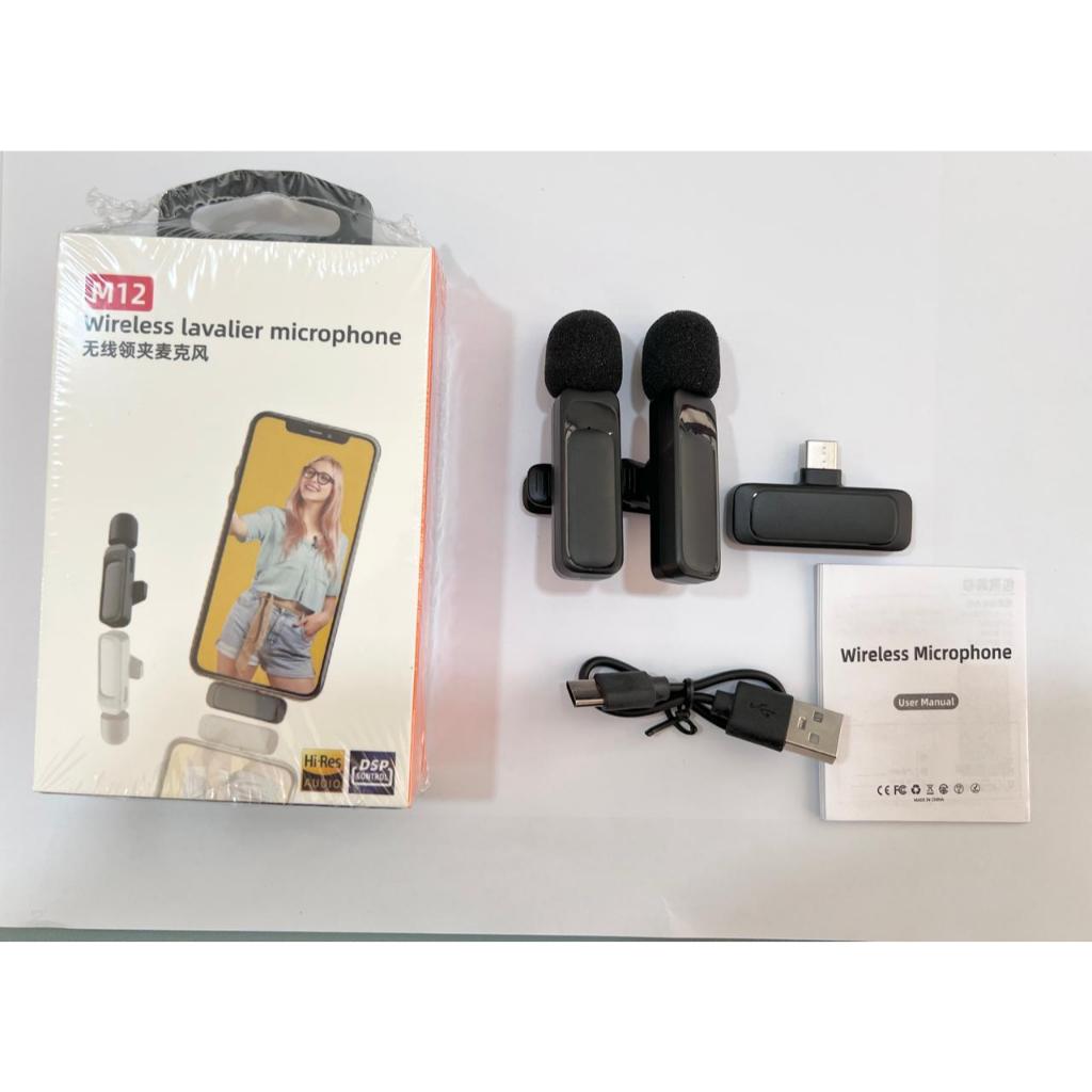 M12 Clip On Miic Mikrofon Klip Nirkabel Profesional Mikrofon Rekam Kapasitif Omnidireksional Tanpa K