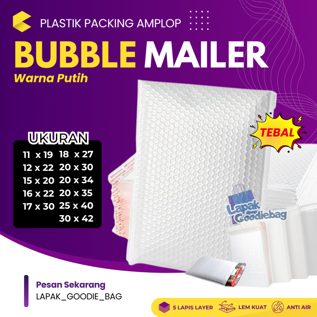 

Bubble Wrap Plastik Packing Olshop AMPLOP BUBBLE MAILER Putih White Premium Bungkus Pelastik Paket Usaha Online Shop Polymailer