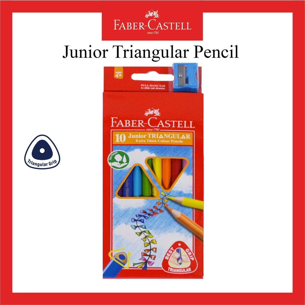 

[ 1 KOTAK ] PENSIL WARNA FABER CASTELL JUNIOR TRIANGULAR 10 WARNA