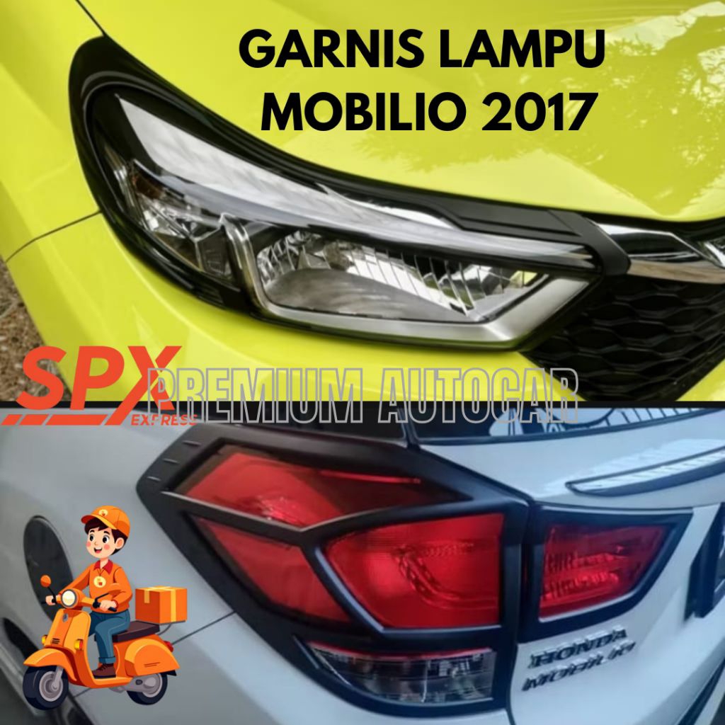 GARNIS LAMPU MOBIL DEPAN BELAKANG MOBILIO 2017 HITAM CHROME