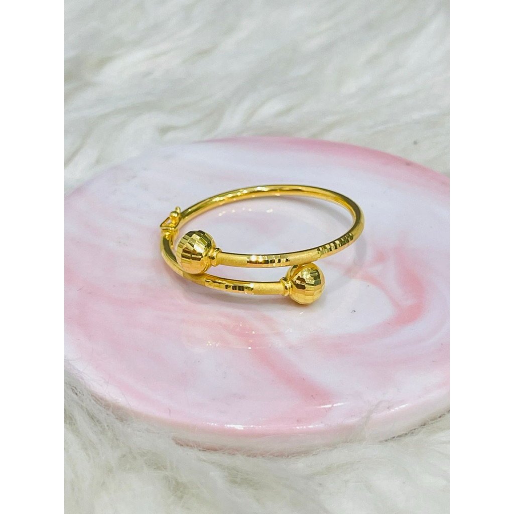 gelang bangle anak bola disco kristal silang emas asli kadar 875