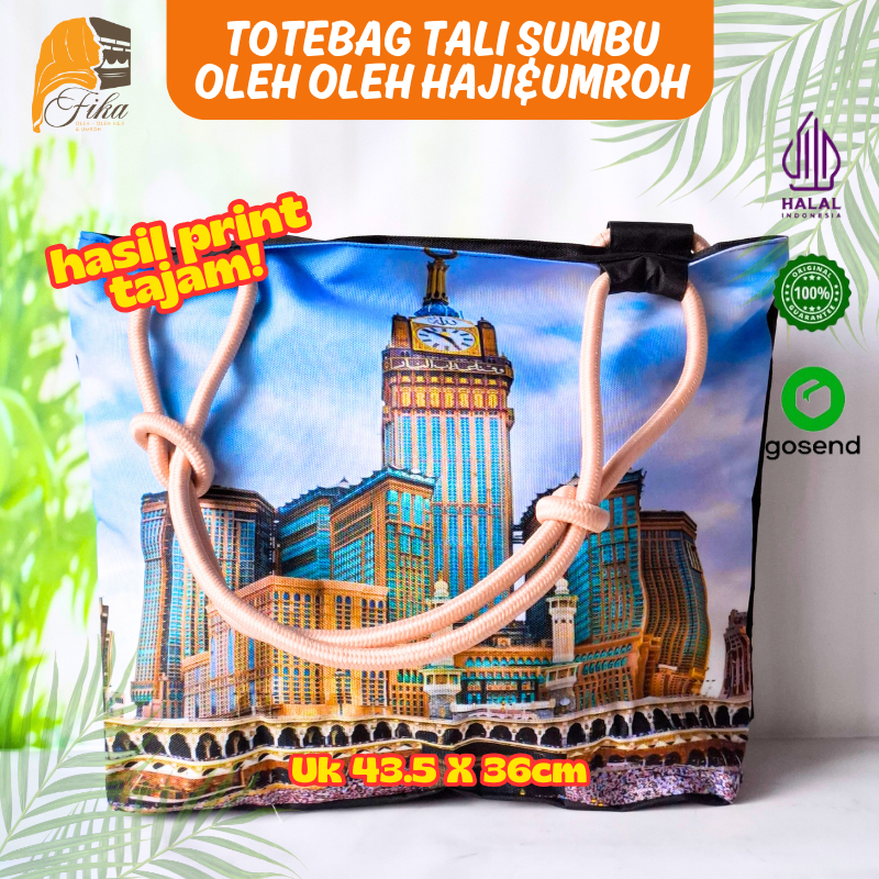 Tas Wanita Tali Sumbu Souvenir Umroh Oleh Oleh Haji Totebag Printing Motif Arab Islamic