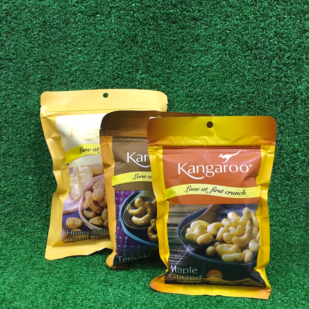 

Kangaroo Kacang Peanut Snack Kemasan Pouch Pistachios / Mixed Nuts / Cashews / Broad Beans Lokal HALAL