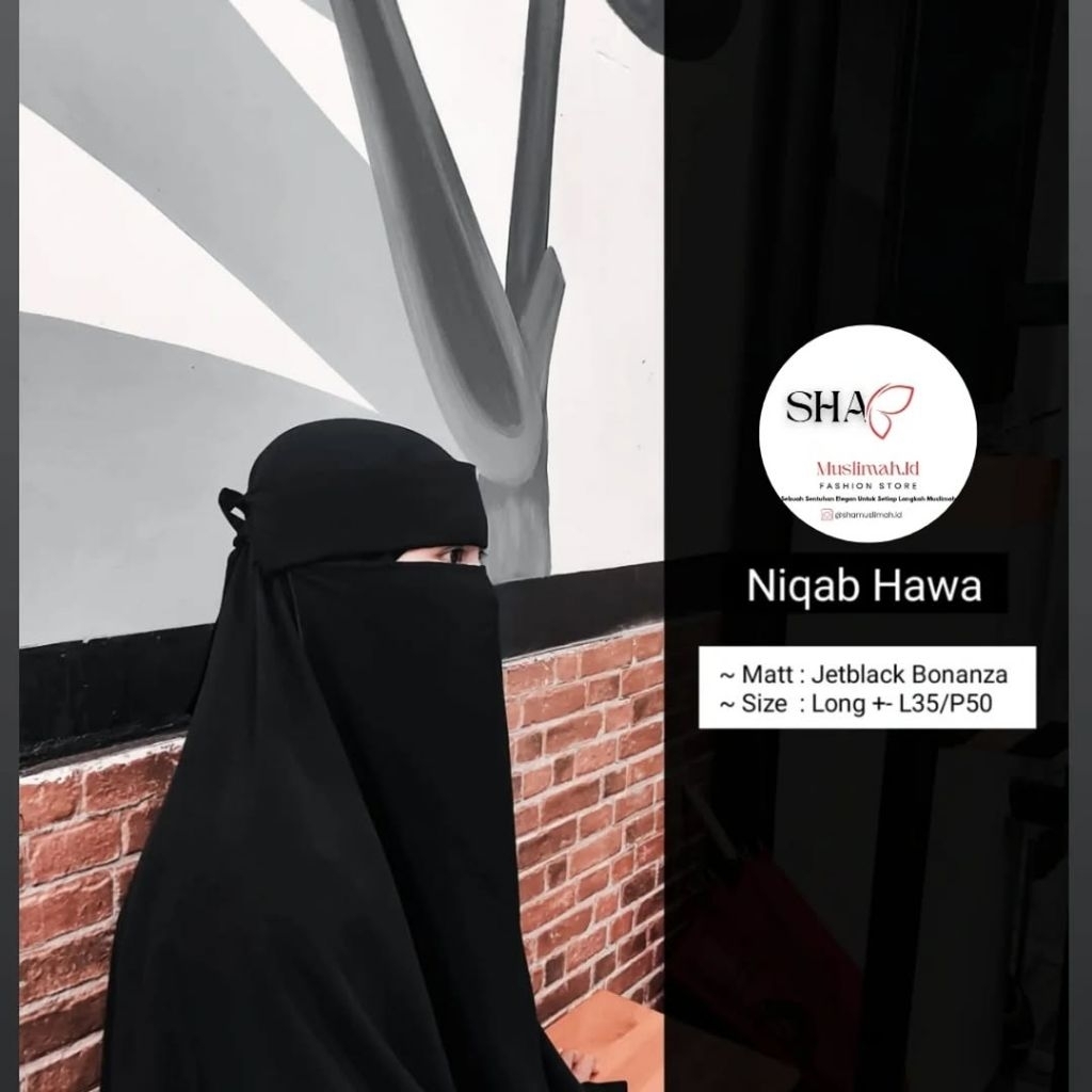 NIQAB HAWA/NIQAB PONI/Niqab/Cadar/Cadar Jetblack/Niqab Bandana Poni